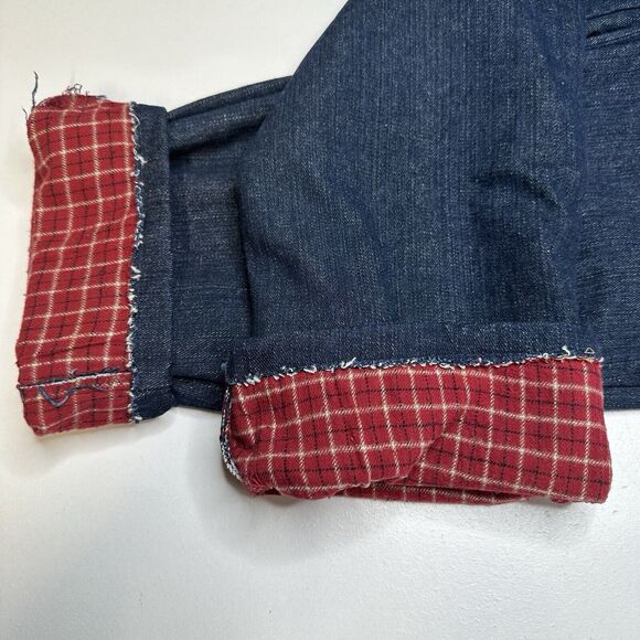 Dickies Flannel Lined Jeans Women 8 Relaxed Fit Straight Blue Denim Plaid Hemmed - Picture 12 of 12